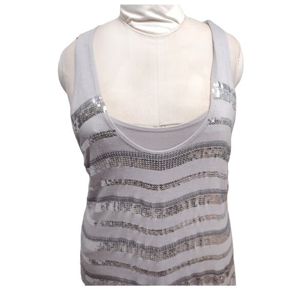 INC Sequins Tank Dress Size M Simple Lightweight Silver Gray T-shirt Dress - Picture 2 of 6
